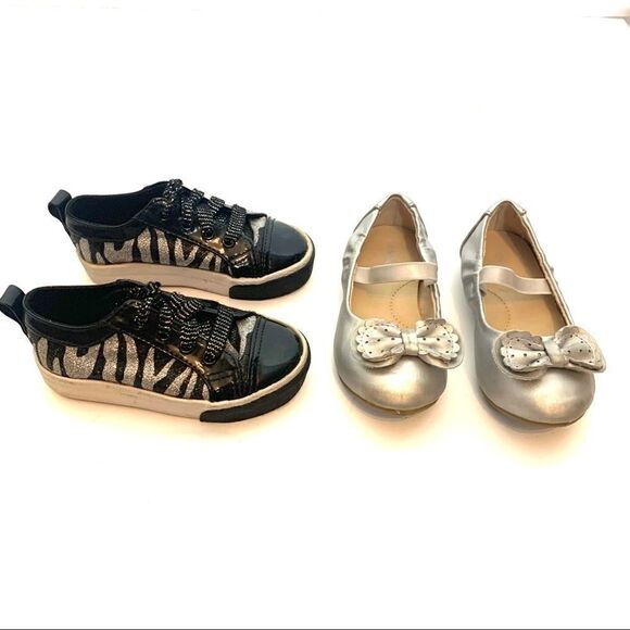 7T & 8T Zebra Silver Black Shoe Bundle - Picture 1 of 9